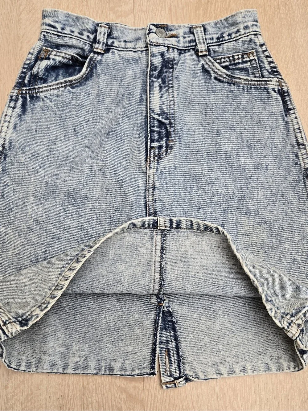 Vintage 80s Jordache Acid Wash Denim Mini Skirt Size XS 5 High Waist